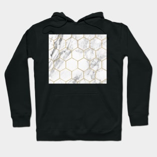 White marble with gold geometric beehive Hoodie